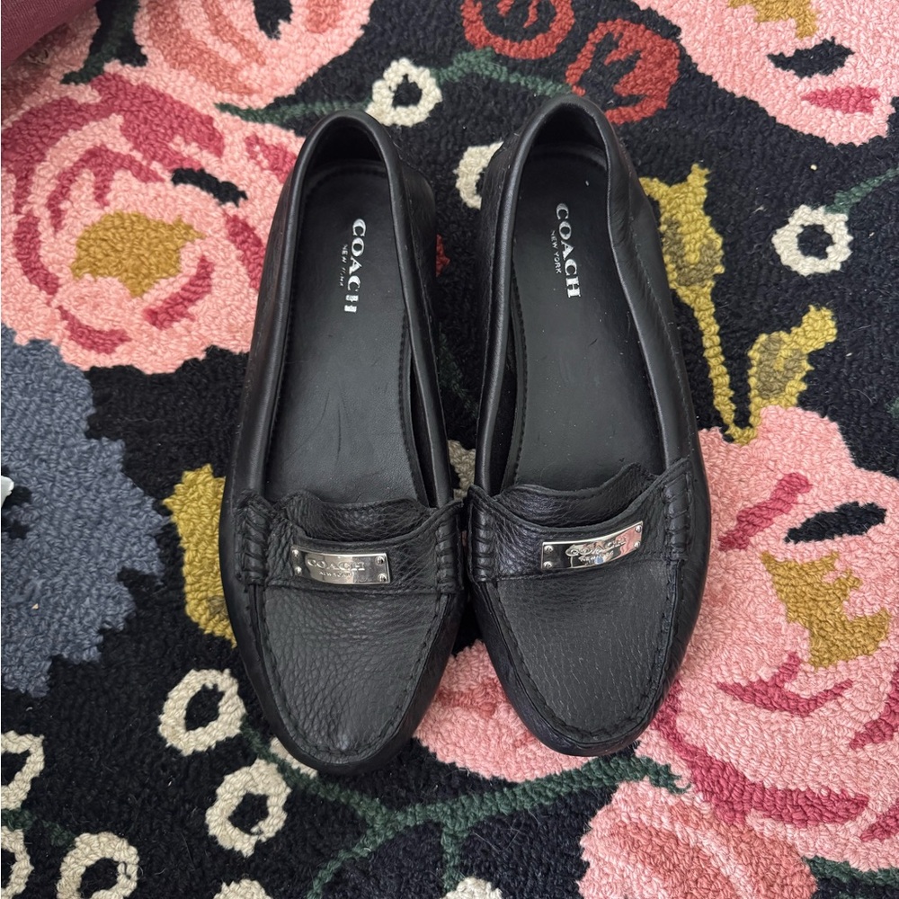 Coach black leather Fredrica pebbled loafers 6